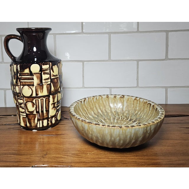 Midcentury Stoneware Ceramic Bowl from the "BIRKA" or "Rubus:" series by the iconic Swedish designer Gunnar Nylund for...