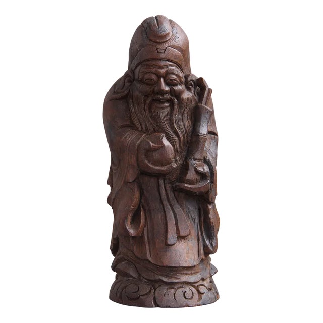Chinese Religious Figure in Light Wood, 1960s For Sale