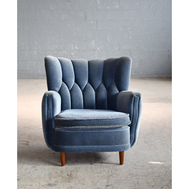 Fritz Hansen Pair of Danish 1940s Mid-Size Low Back Club Chairs Style of Fritz Hansen For Sale - Image 4 of 8