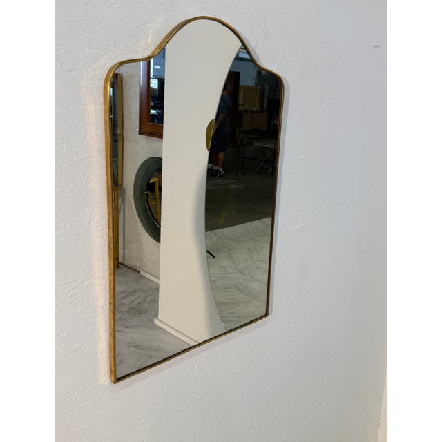 1960s Mid-Century Italian Wall Mirror With Brass Frame, Italy 1960s For Sale - Image 5 of 6