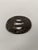Tsuba Maru-Gata, Edo period (1603-1868), wrought iron inlaid with copper, silver, and gold. Depicts an old man seated on a...