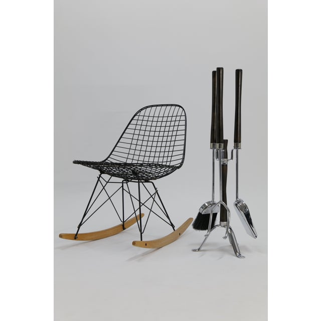 Mid Century Chrome and Wood Fireplace Tools For Sale - Image 9 of 17