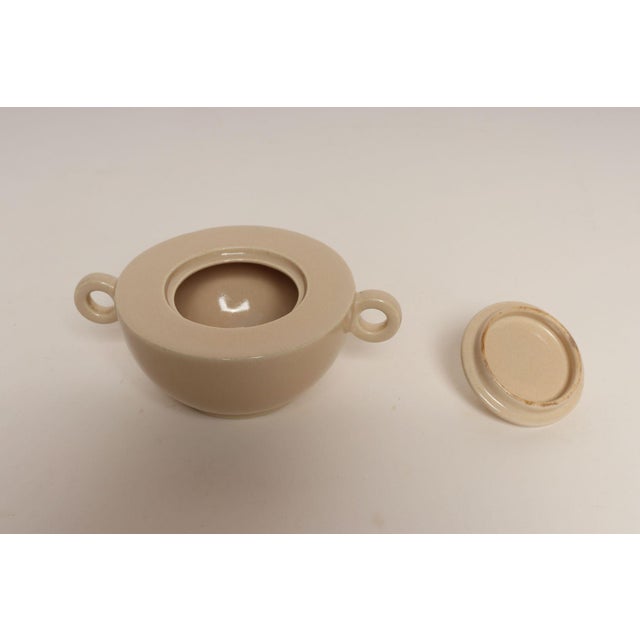 Ceramic French Art Deco Taupe Ceramic Lidded Sugar Bowl by Jean Luce For Sale - Image 7 of 14