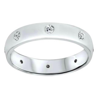 8 Flush Set Bezel Diamond Eternity Wedding Band in 14 Karat White Gold For Sale