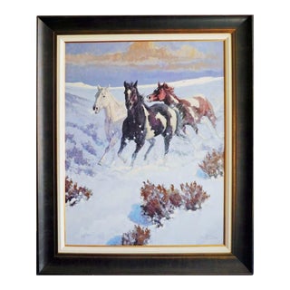 John Demott "Running Free" Giclee on Canvas Hand Signed Custom Framed Horses For Sale