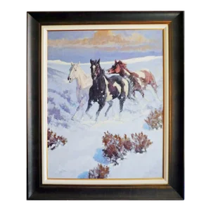 John Demott "Running Free" Giclee on Canvas Hand Signed Custom Framed Horses