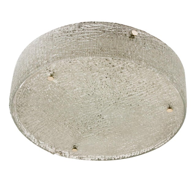Frosted Glass Flush Mount attributed to Kaiser, Germany, 1960s For Sale