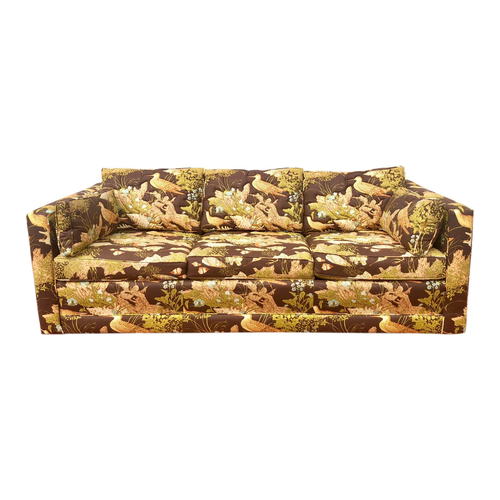 Mid Century Quilted Couch and Sleeper Sofa With Birds and Shells Chairish