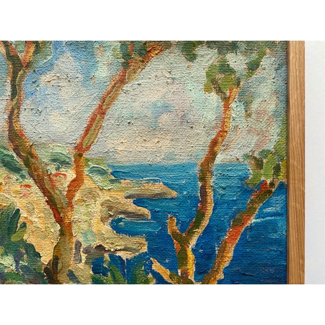 Vintage Mid Twentieth Century Postimpressionist " Stupiste, Komiza " Framed Original Adriatic Seascape Impasto Oil Painting For Sale - Image 14 of 18