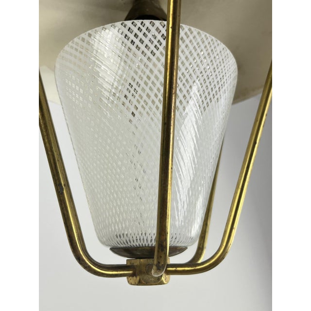 Mid-Century Murano Reticello Glass and Brass Hanging Light, 1950s For Sale - Image 6 of 16