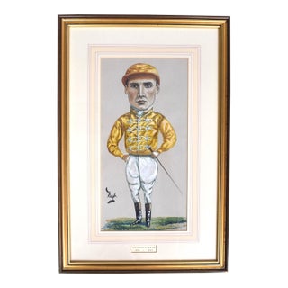 j.h. (Skeets) Martin (1875-1944) Jockey Pastel Watercolour Caricature Portrait by Nap For Sale