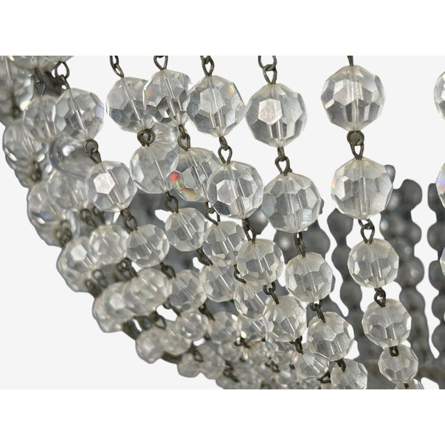 1970s Neoclassical, Basket Flush Mount Ceiling Light, Bronze, Crystal, France, 20th C. For Sale - Image 5 of 14