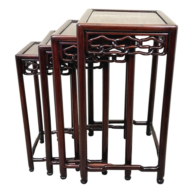 Wood Oriental Hardwood Nesting Tables, 1870, Set of 4 For Sale - Image 7 of 12