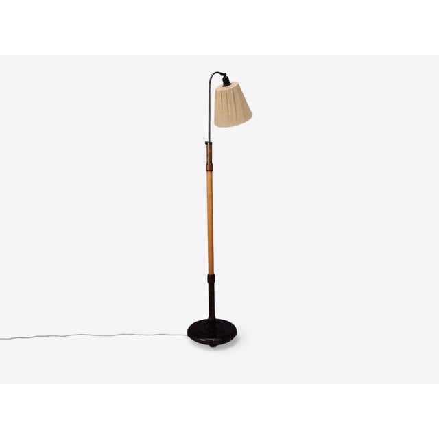 1930s 1930s Swedish Art Deco, Adjustable Floor Lamp, Birch, Metal For Sale - Image 5 of 11