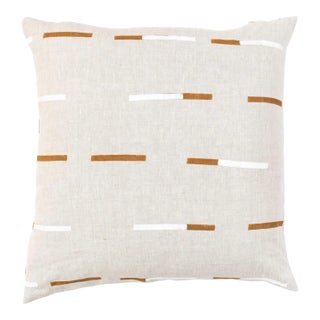 Schumacher x Caroline Z Hurley Overlapping Dashes Pillow In Brown & White For Sale