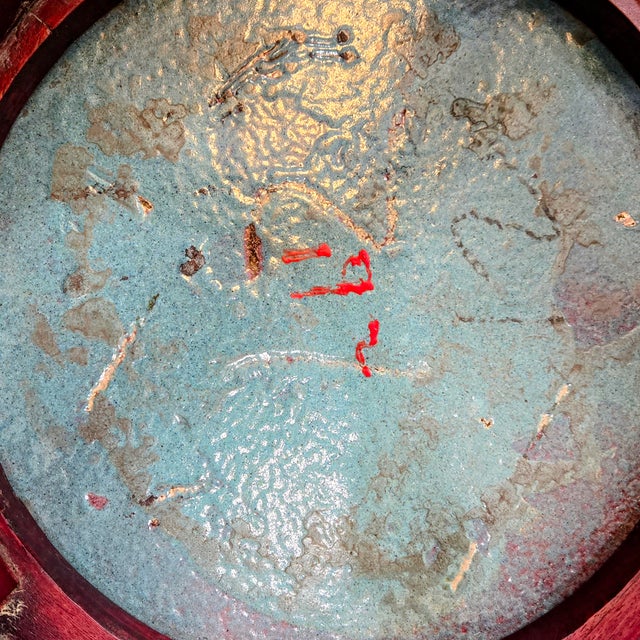 Mid 20th Century Chinese Cloisonné Inset Round Rosewood Accent Table With Carved Base For Sale - Image 12 of 12