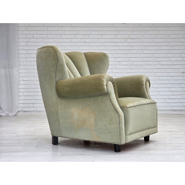 Danish Relax Armchair in Light Green Furniture Velour, 1970s For Sale - Image 16 of 18