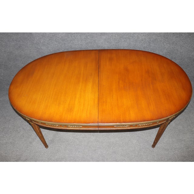 Maison Jansen French Louis XVI Style Brass Mounted Dining Table Attributed to Maison Jansen For Sale - Image 4 of 13