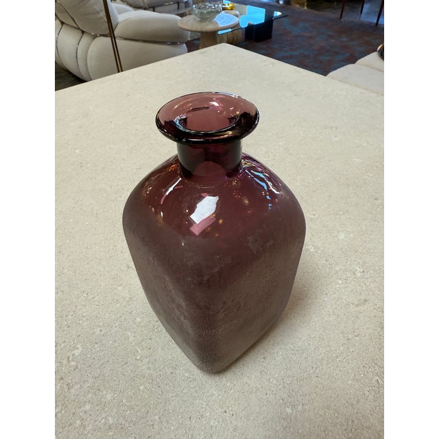 Amethyst Glass Vase With Frosted Craquelure Body, 1970s For Sale In Los Angeles - Image 6 of 7