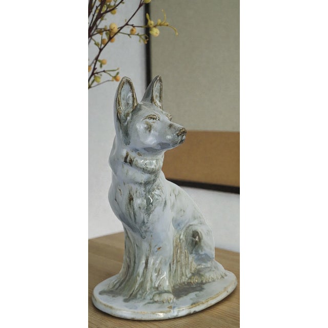 Dog, Earthenware, Moulin des Loups Orchies, Art Deco, France, 1920s/30s Blue-glazed earthenware dog from the French...