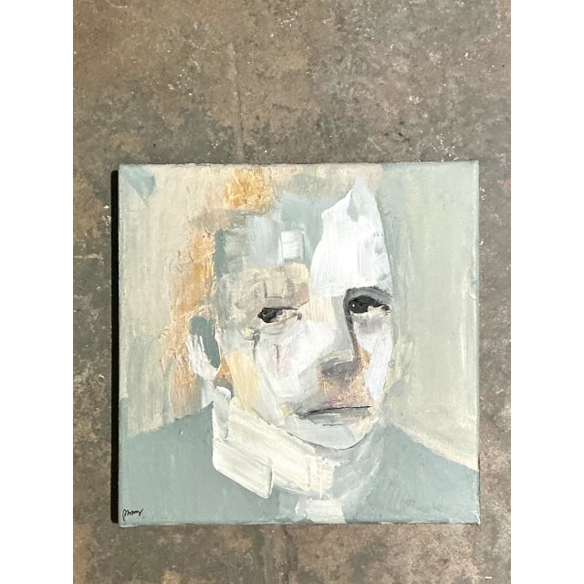 Vintage Abstract Expressionist Portrait Oil on Canvas For Sale - Image 11 of 12