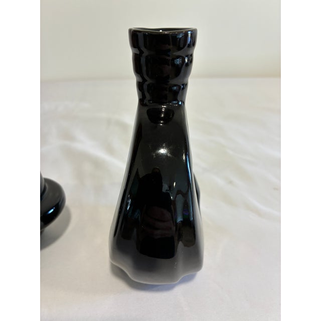 Ceramic Vintage Frankoma Black Ceramic Modern Loop Vases, a Pair For Sale - Image 7 of 11