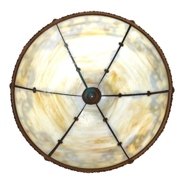 Bradley & Hubbard Arts & Crafts 6 Panel Slag Glass Table Lamp C1920 For Sale - Image 12 of 12
