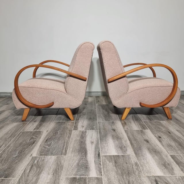 Wood Art Deco Lounge Chairs from Jindřich Halabala, 1950s, Set of 2 For Sale - Image 7 of 16