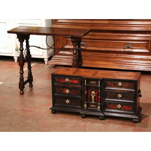 Early 19th Century Spanish Carved Walnut Bargueno Cabinet on Table Base For Sale - Image 12 of 13