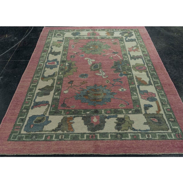 Turkish Oushak Rug 5'3" x 7'4" #19190 For Sale - Image 4 of 8