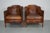 1970s Vintage Dutch Cognac Colored Leather Club Chairs, 1970s, Set of 2 For Sale - Image 5 of 18