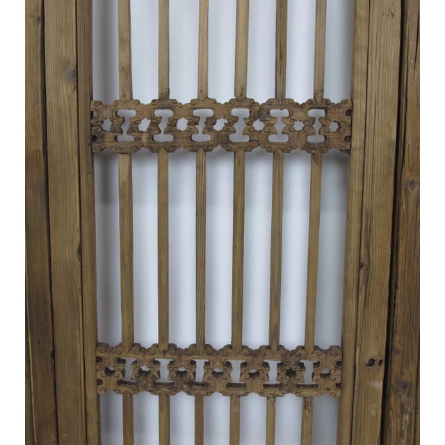 Antique Chinese Wood Screen Three Panels For Sale - Image 4 of 8
