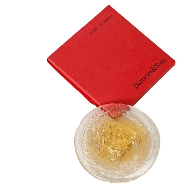 Murano Gold Crystal Glass Paperweight by Barovier & Toso, 1950s For Sale