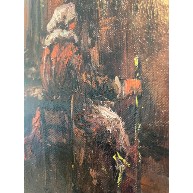Mid 20th Century Mid-Century Italian Old Master Style Interior Genre Scene Painting by Clemente Tafuri (1903-1971) in Ornate Gilt Frame For Sale - Image 5 of 16