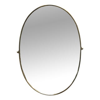 Oval Brass Wall Mirror, Italy, 1950s For Sale