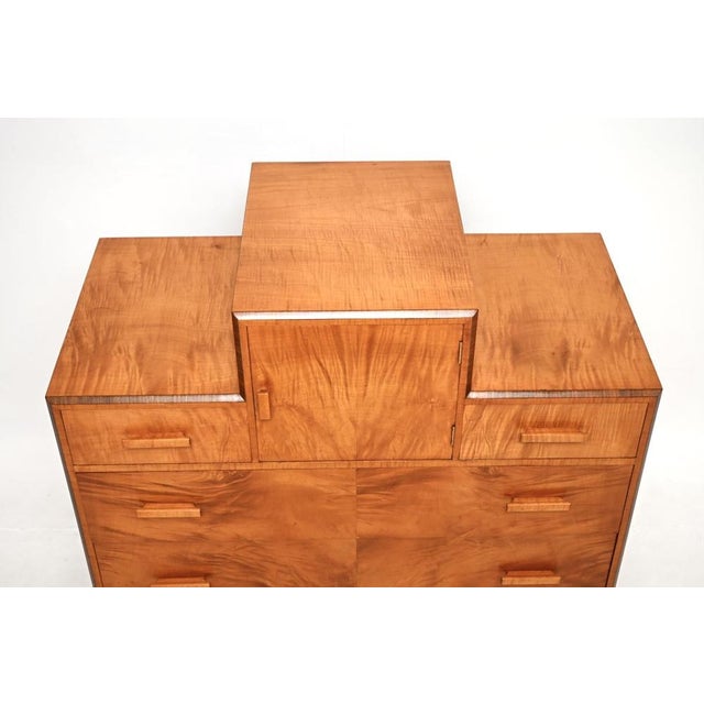 Brown Art Deco Satin Birch and Walnut Chest of Drawers, 1930s For Sale - Image 8 of 12