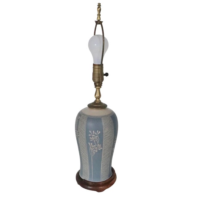 Ceramic Art Pottery Country Style Stoneware Table Lamp For Sale - Image 7 of 12