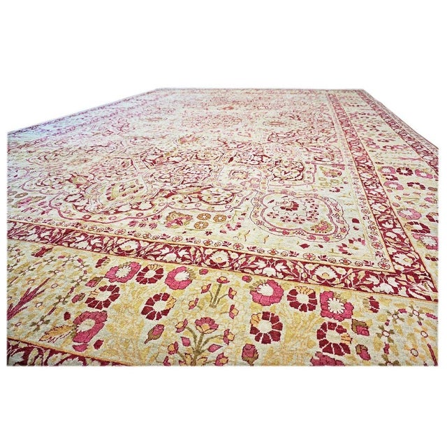 Antique Persian Kerman Lavar Wool 11X16 Burgundy, Pink & Ivory Handmade Area Rug #1141138 For Sale In Houston - Image 6 of 10