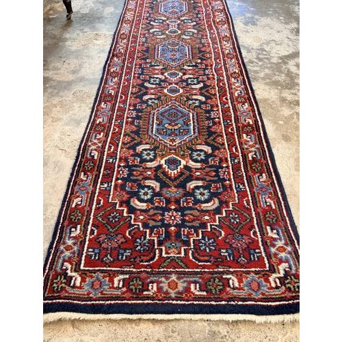 Hand Knotted Heriz Runner with Vibrant Colours For Sale - Image 3 of 4