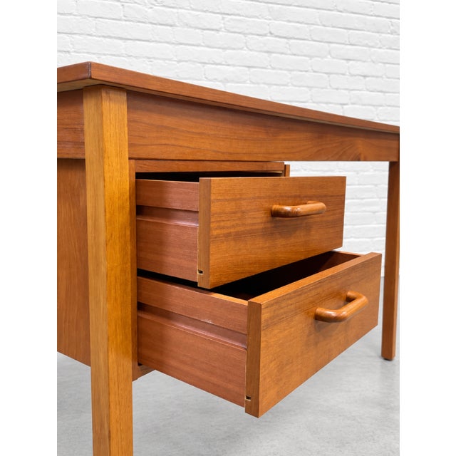Apartment Sized Mid Century Modern Teak Desk | Compact Danish Writing Desk, C. 1960's For Sale In New York - Image 6 of 16