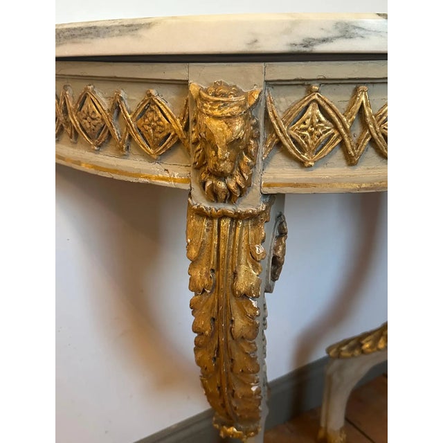 Late 18th Century Early 19th Century Pair of Neoclassical Demi-Lune Console Tables For Sale - Image 5 of 9