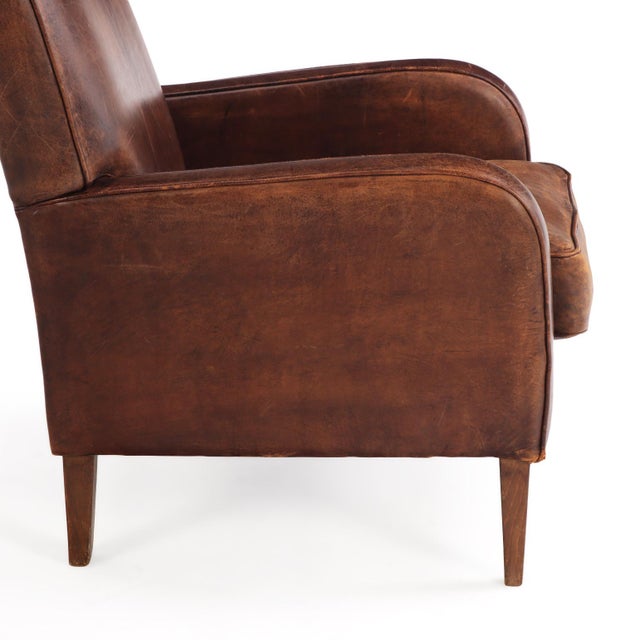 A Dutch Classic Leather Club Chair, C. 1960. For Sale In Philadelphia - Image 6 of 10