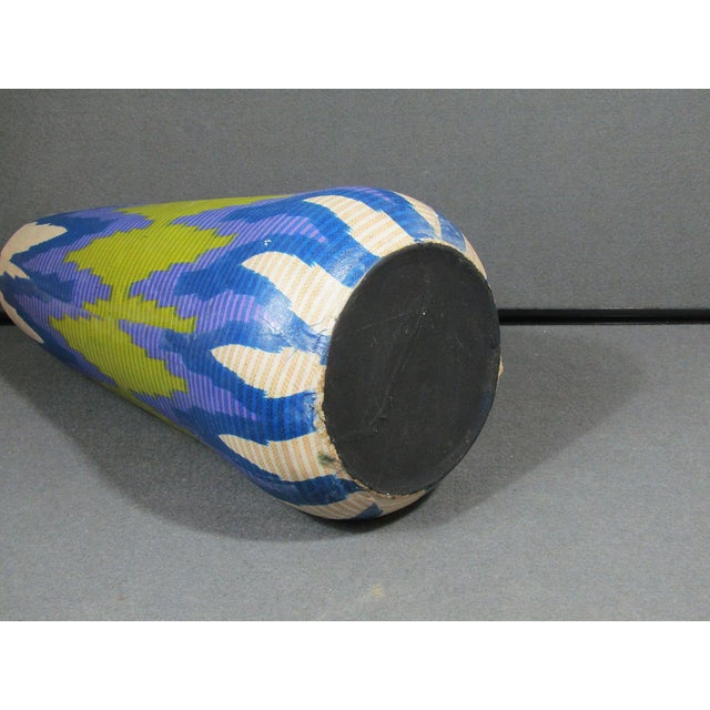 Tall Modern Geometric Patterned Clay Vase For Sale - Image 10 of 10