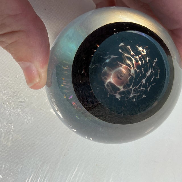 1980s Robert Eickholt Paperweight Art Glass Iridescent "Veil" Egg Water Fountain Spray For Sale In Houston - Image 6 of 12