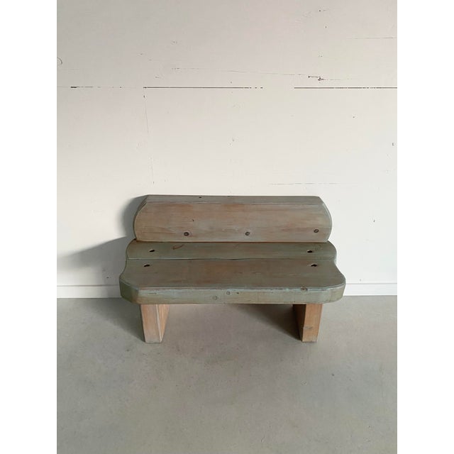 Minimalist Chunky Pine Bench, Paint Washed, Artisan Made, 1980s For Sale - Image 11 of 18