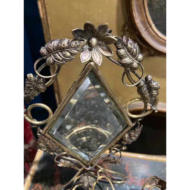 Amazing Antique French Toleware Jewellery /Trinket Stand, Mirror & Glass Casket For Sale - Image 4 of 7