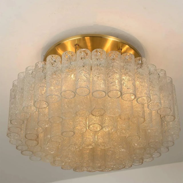 Large Glass Brass Light Fixtures from Doria, Germany, 1969, Set of 3 For Sale - Image 4 of 18