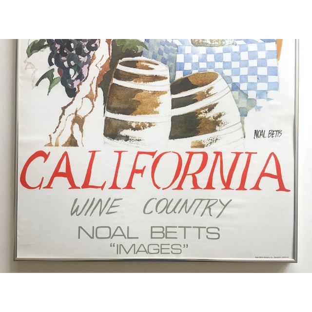 Various Artists Noal Betts Vintage 1980's " California Wine Country " Lithograph Print Framed Travel Poster For Sale - Image 4 of 13