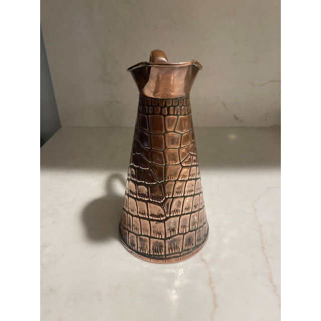 English Antique English Crocodile Copper Pitcher For Sale - Image 3 of 7