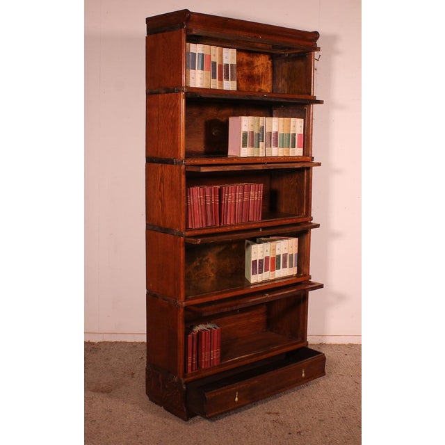 Oak Bookcase with Drawer by Globe Wernicke For Sale - Image 3 of 10